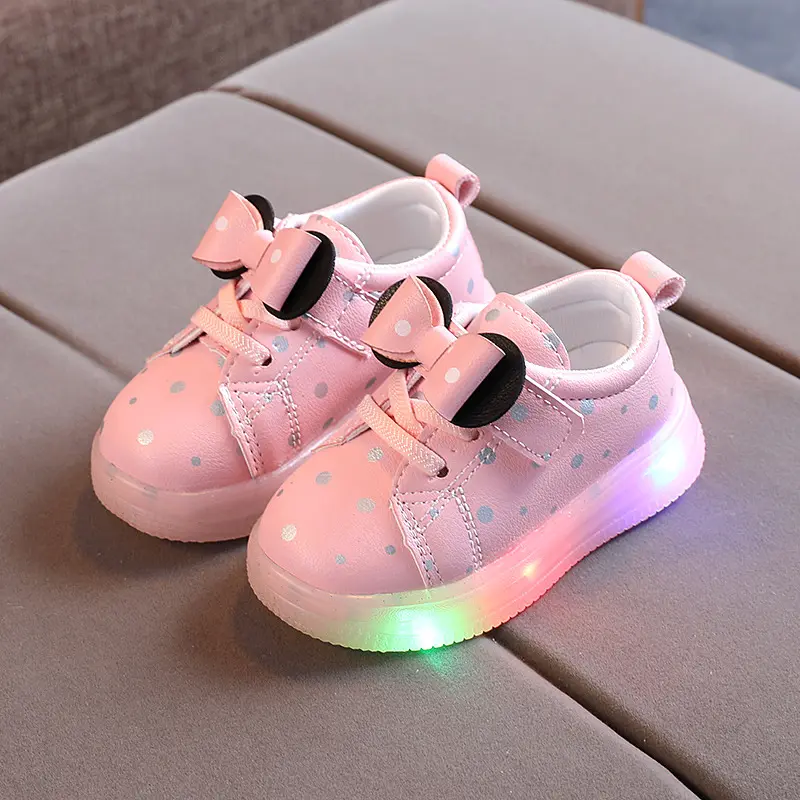 Light-up Shoes Girls Bowknot LED Breathable Baby