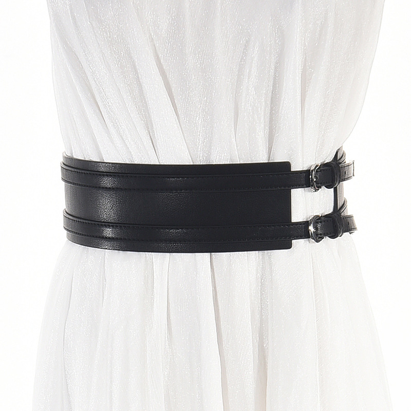 Double Buckle Pin Buckle Wide Belt Wholesale Decorative Dress