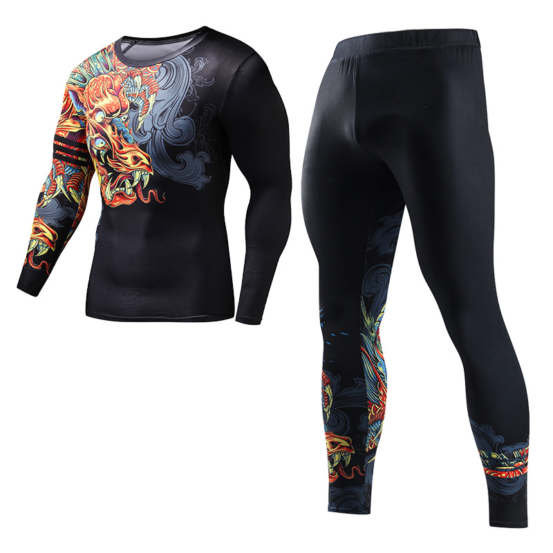 Men's National Tide Dragon Digital Printed Logo Tights