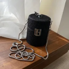 Fashion Messenger Bag Chain Shoulder Lipstick Bag - Black - View 1