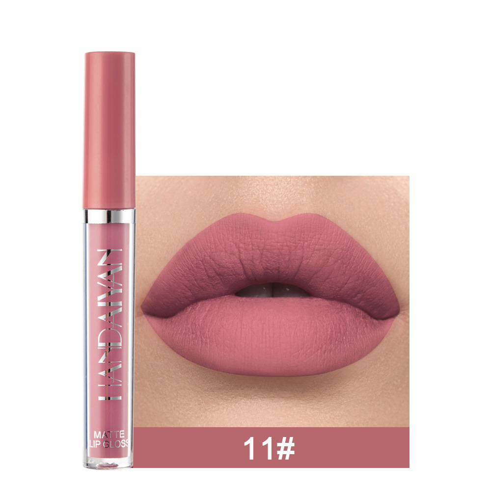 Handaiyan Matte Lip Glaze Liquid Lipstick Mini Tube Lip Gloss Waterproof Non Stick Cup Lip Gloss Genuine 11Style - Shop at LoveMi