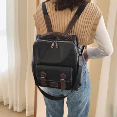 Autumn And Winter New Korean Fashion Trendy Leather Large-capacity Backpack - Black - View 1