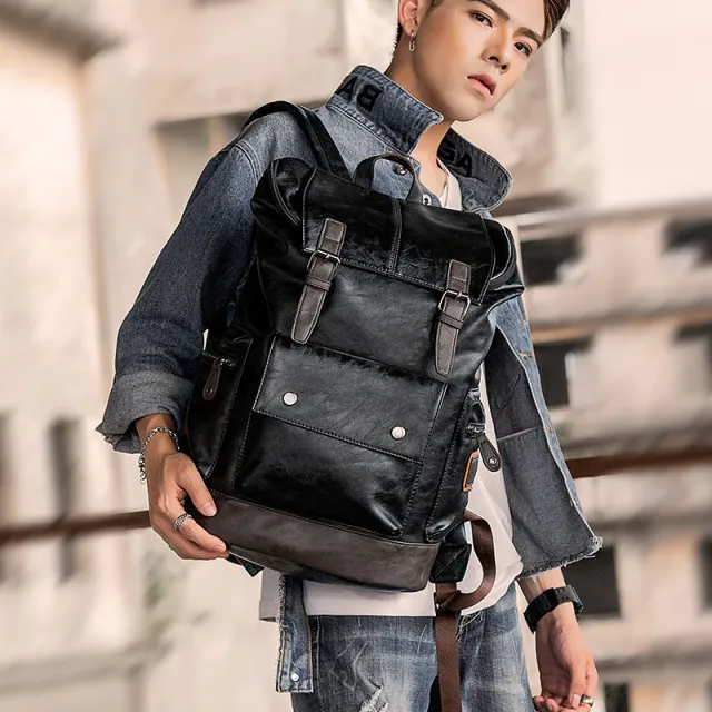 Korean Men's Casual Schoolbag, Shoulder Bag, Backpack Black - Shop at LoveMi