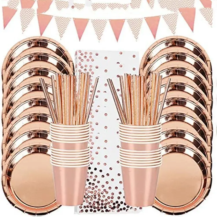 Hot Stamping Polka Dot Disposable Tableware Birthday Party Holiday