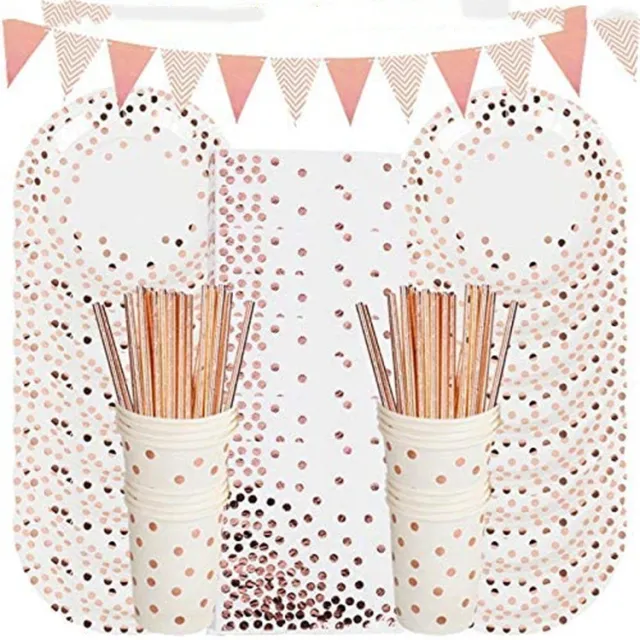 Hot Stamping Polka Dot Disposable Tableware Birthday Party Holiday Wedding Party Layout Supplies Combo Package White - Shop at LoveMi