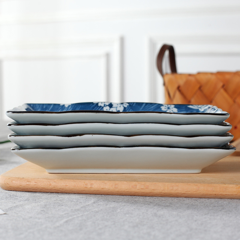 Hekou Sushi Plate Rectangle Plate Ceramic Creative Household Fish Plate Long Plate Irregular Plate