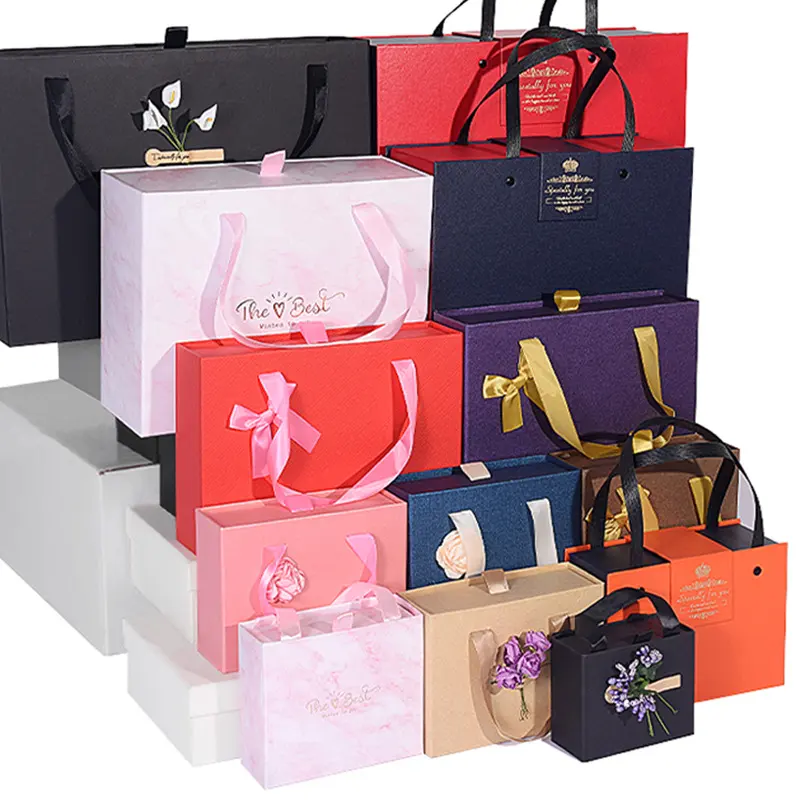 Gift Box Knot Wedding Box with Hand Portable Drawer