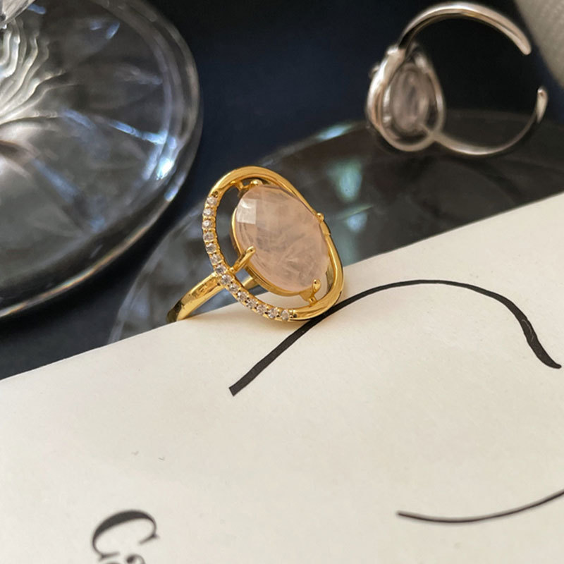 Crystal Elegant  Ring Female Peach BlossomRetro
