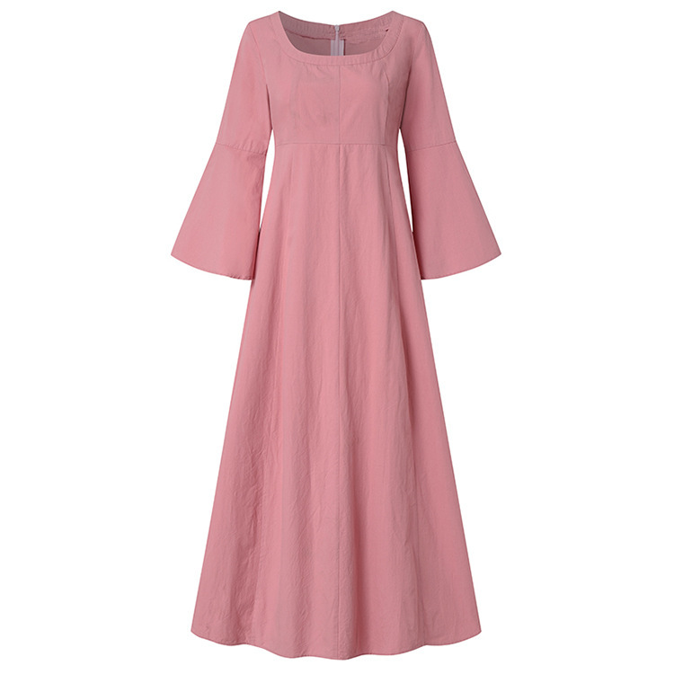 Literary National Style Retro Women's Pullover Round Neck Large Swing Dress