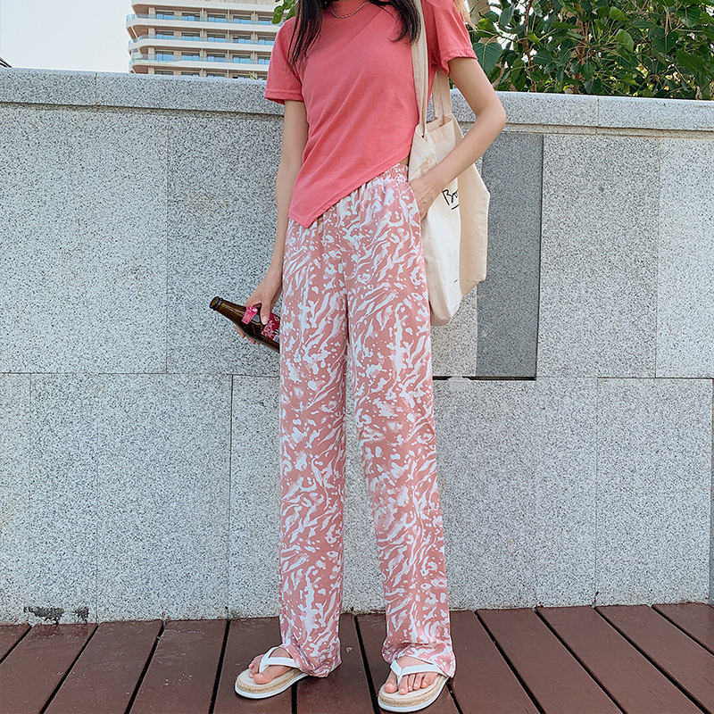 Tie-dye Splash-ink Loose And Slim Straight-leg Pants