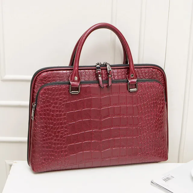 Large Capacity Leather Ladies Briefcase Red - Shop at LoveMi