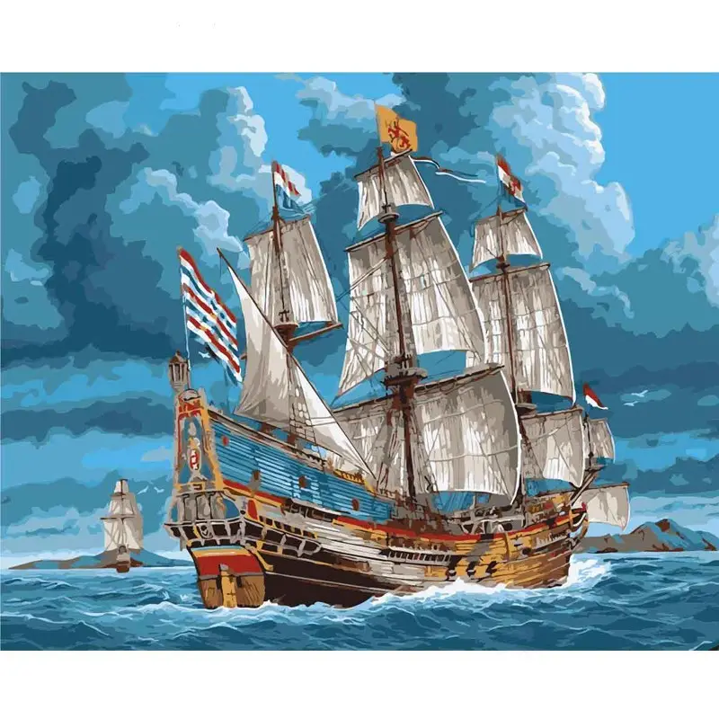 Customized Oil Painting Digital Oil Landscape Boat