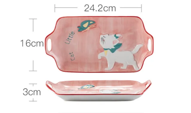DrinkingTea Set Cute Children's Ceramic Tableware Set Dinosaur Ceramic Bowl Eating Bowl Household Plate Saucer Cup Little Cat - Shop at LoveMi