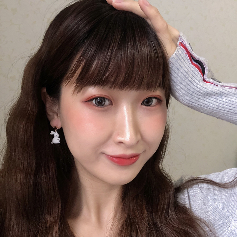 Cute White Rabbit Carrot Stud Earrings