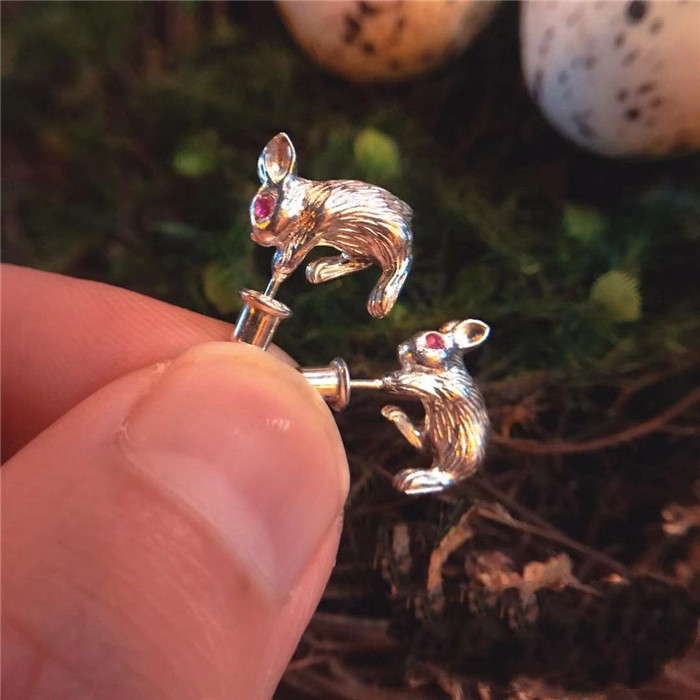 Cute To Foul Dream Wandering Rabbit 925 Sterling Silver Earrings Rabbit