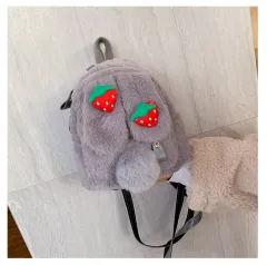 Casual Small Plush Bag Women New - Grey - View 1