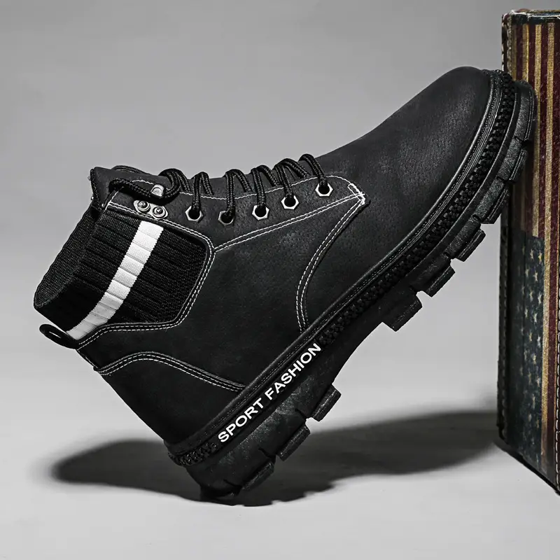 Retro Casual Work Boots Men's Shoes With Thick Soles