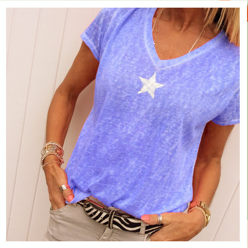 Title 1, V-neck Five-pointed Star Knit Women