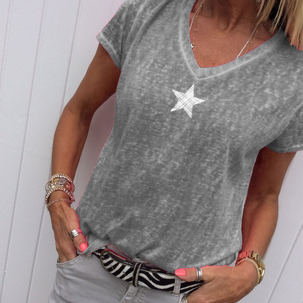 Title 2, V-neck Five-pointed Star Knit Women