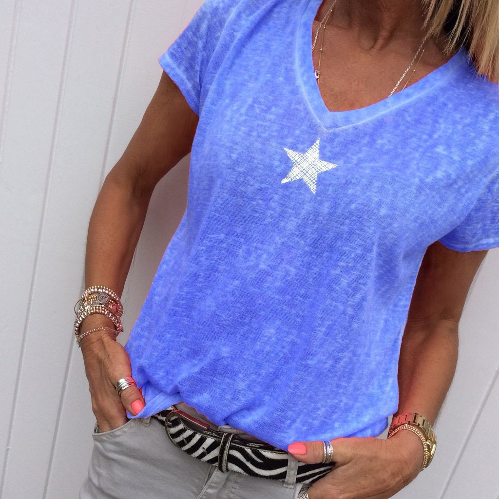 Title 6, V-neck Five-pointed Star Knit Women