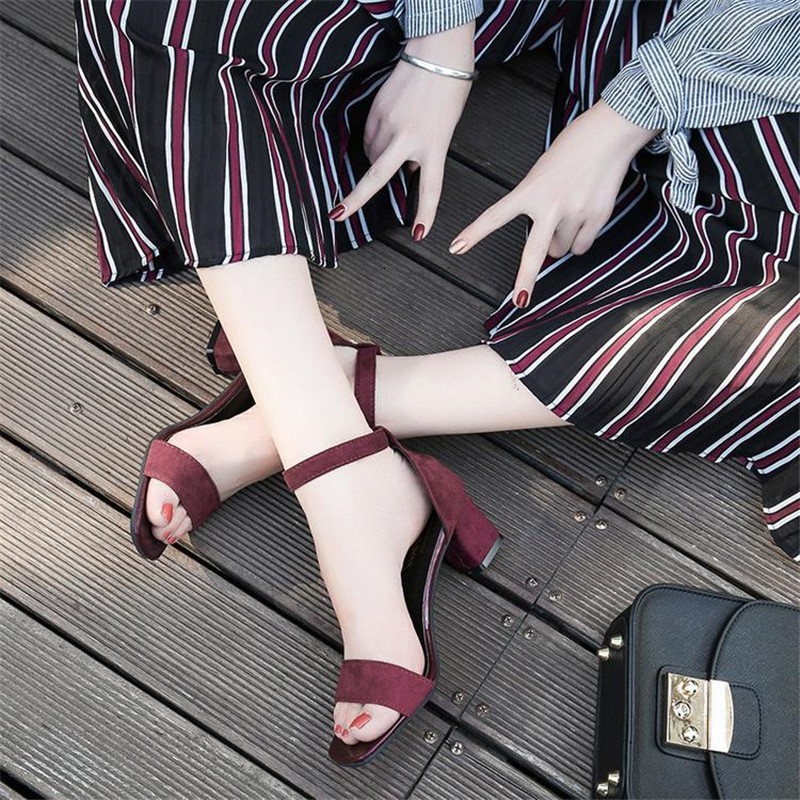 All-match Open-toe Buckle Roman High Heels — view 6