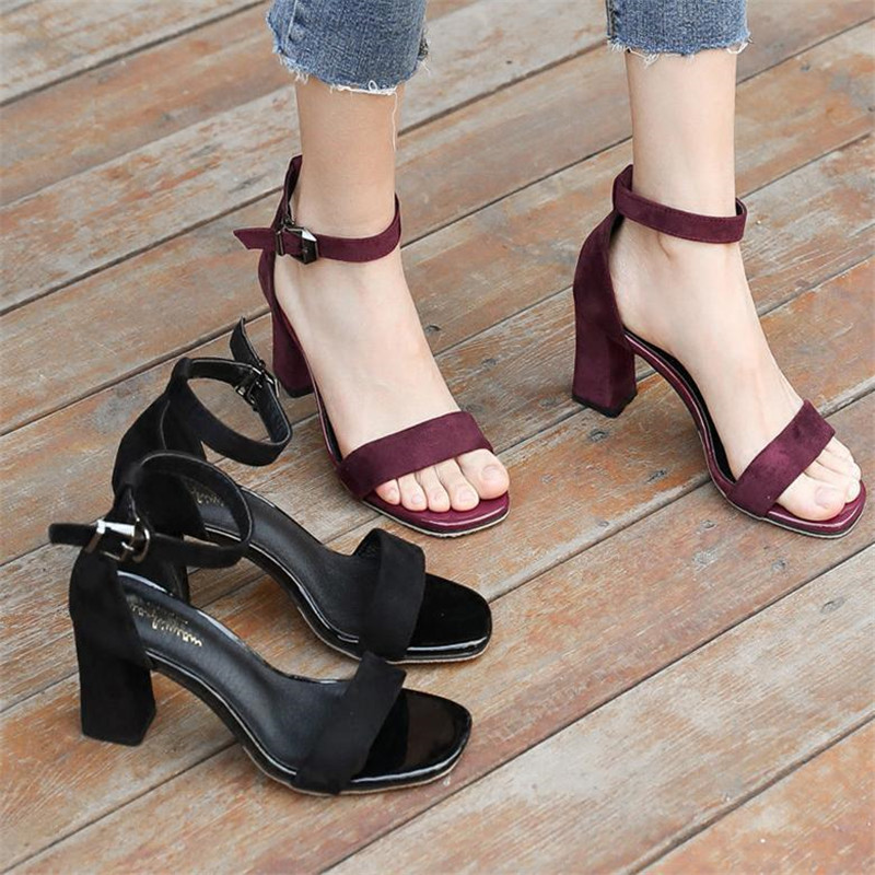 All-match Open-toe Buckle Roman High Heels — view 3