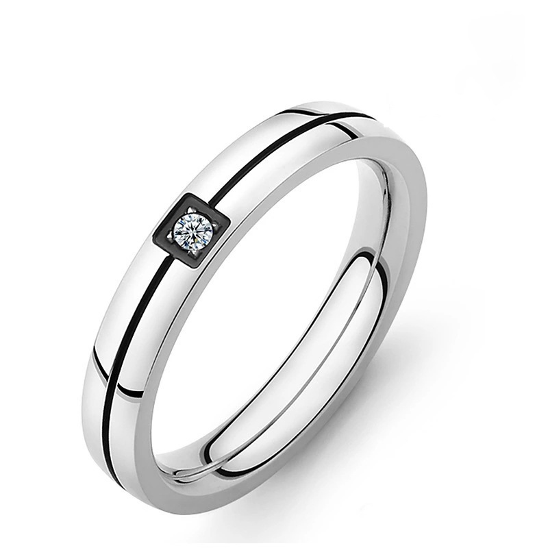 Color Matching Diamond Inlaid Titanium Steel Ring Stainless Steel Ring