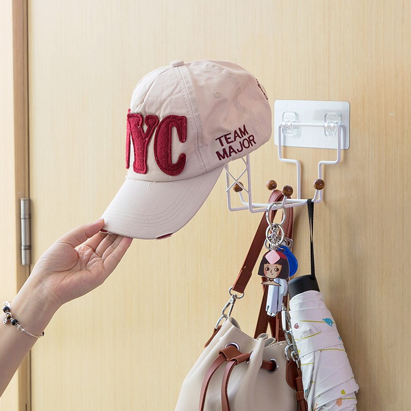 Punch free Large Object Storage Rack, Multifunctional Wall mounted Hat Storage Rack, Seamless Paste Coat Rack White - Shop at LoveMi