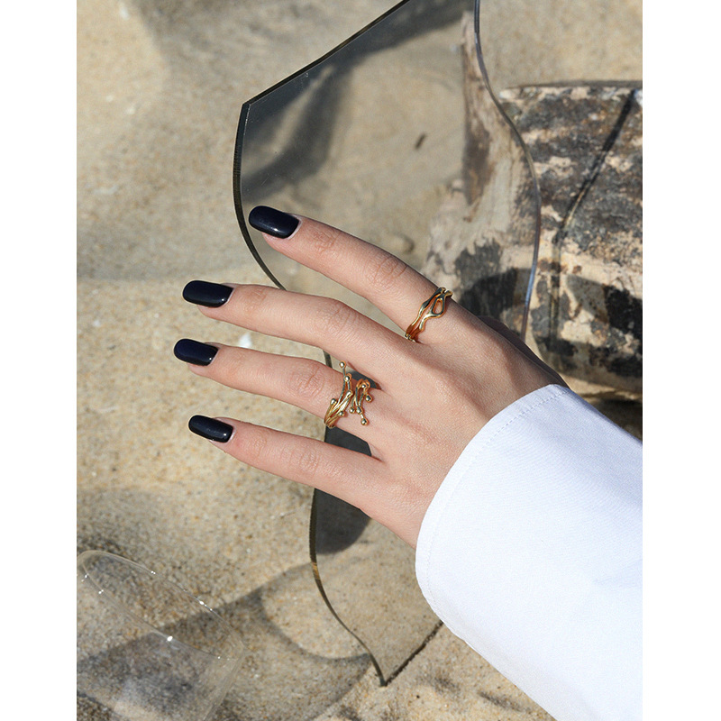 Niche Design Simple Flowing Texture S925 Sterling Silver  Ring Women