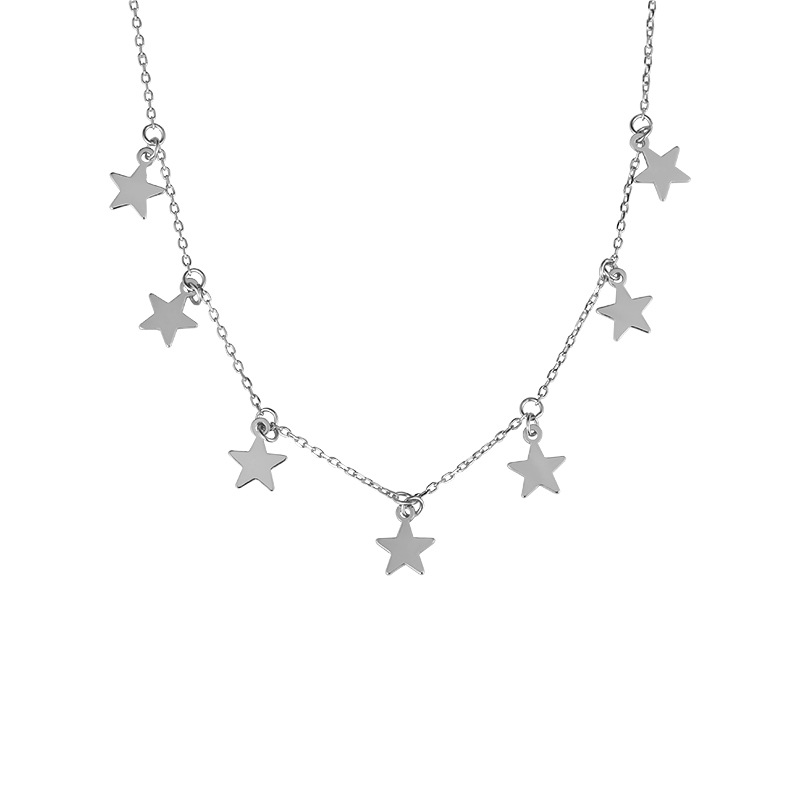 Necklace Niche 925 Sterling Silver Female Clavicle Custom Golden Five-pointed Star Necklace