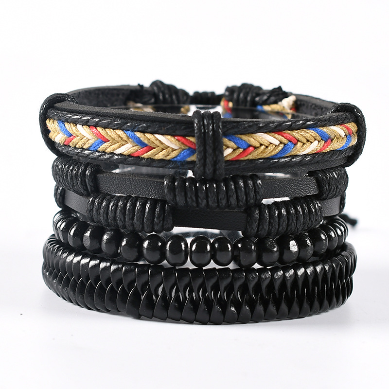 Handmade Bracelet Multi-layer Braided Leather Punk Bracelet Wristband Alloy Leather Bracelet Diy Foreign Trade Jewelry