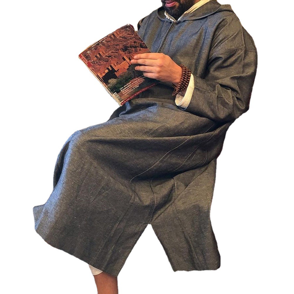 Lapel Casual Loose Cotton Dark Gray Ordinary Summer Youth Solid Color Ethnic Style Shirt