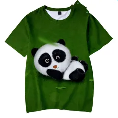 Cute Panda Series 3D Digital Colour Printing Short Sleeve - View 1