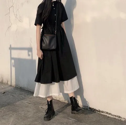 Large Size Women''s Summer New Fat Mm Design Dress Waist Cover - Black