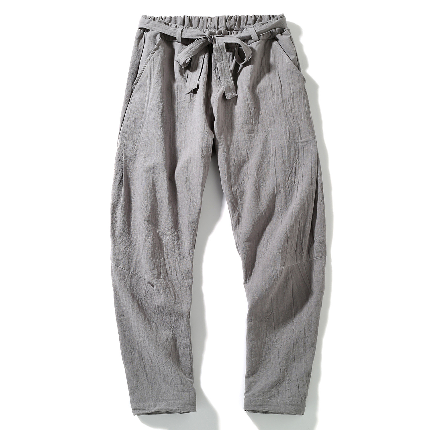 Title 4, Mens Cotton Linen Harem Pants, Relaxed Fit Tro...