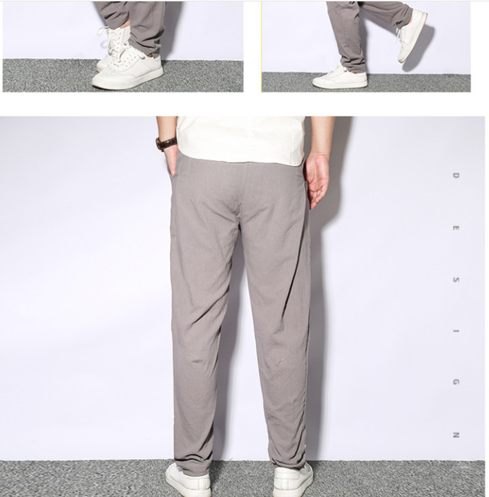 Title 6, Mens Cotton Linen Harem Pants, Relaxed Fit Tro...