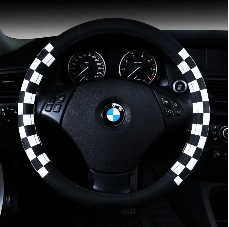 New Plaid Leather Steering Wheel Cover