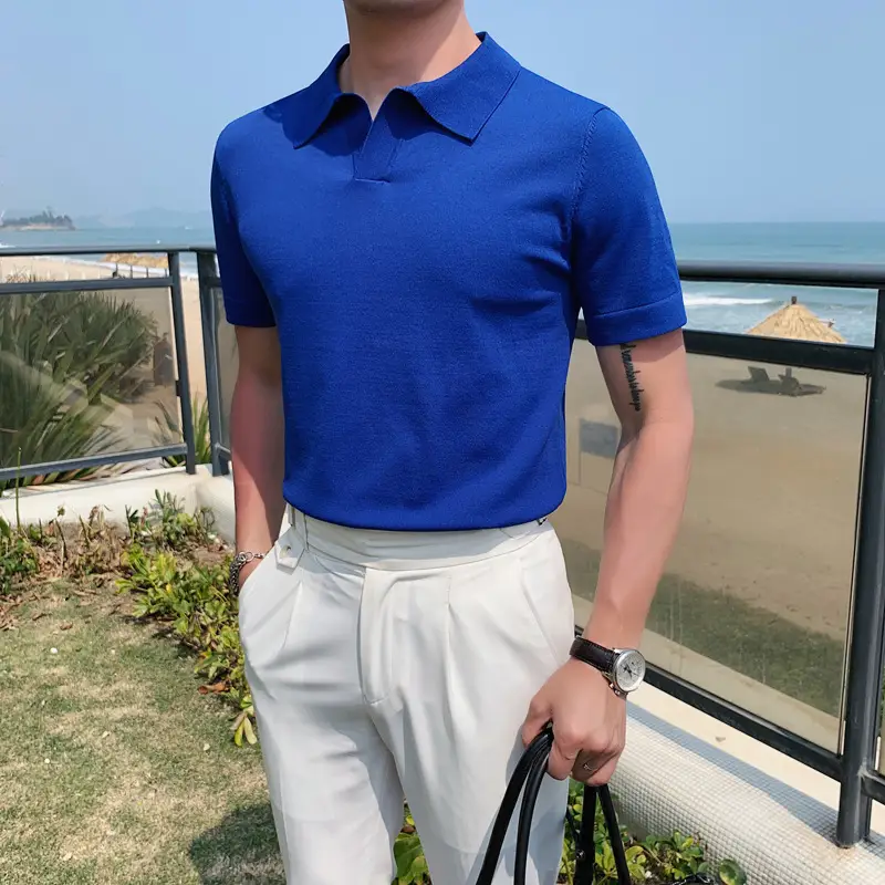 New Sportsman Short-sleeved Knit Lapel POLO Shirt Lightly Cooked Style