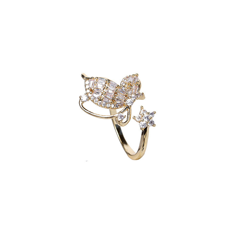 Fashionable Temperament Exaggerated Ginkgo Five-pointed Star Female Personality Butterfly Ring