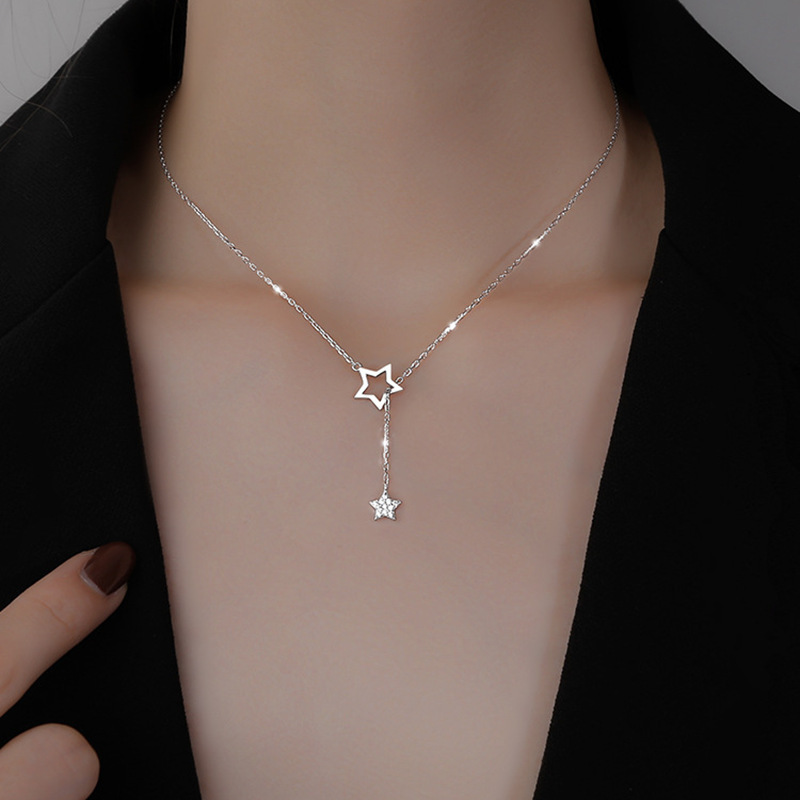 Silver Star Necklace Female Pendant Simple Temperament Tassel Clavicle