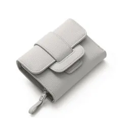 Tri-fold Female Clamshell Small And Multifunctional Female Clutch - Grey - View 1