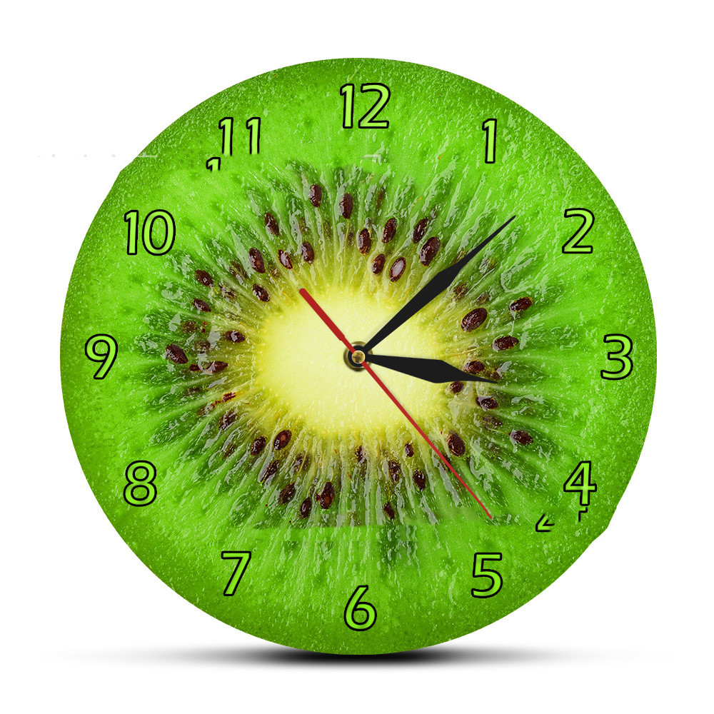 Wall Clock Green Kiwi Clock Home Living Room Kitchen Outfit - Image 2