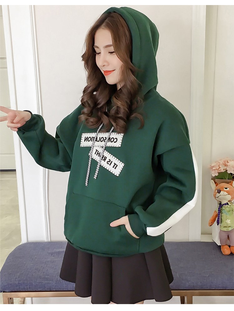 Winter Sweater Women New Style Plus Fleece Hooded Warm Loose Pullover Sweater