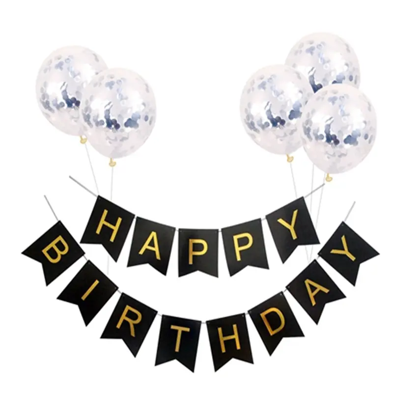 Happy Birthday Lettering Banner Rose Gold Multicolored