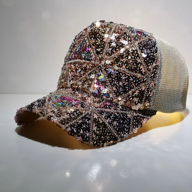 Hat Women'S Summer Colorful Sequins Fashion Caps Korean Style Hipsters Beige - Shop at LoveMi