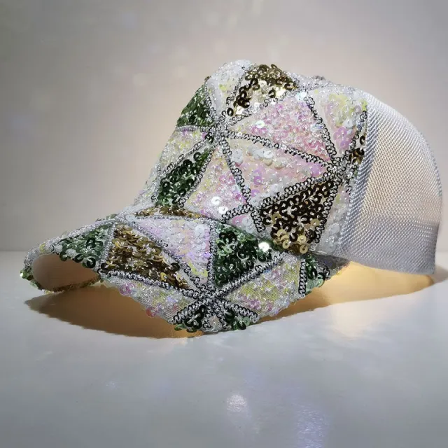 Hat Women'S Summer Colorful Sequins Fashion Caps Korean Style Hipsters White - Shop at LoveMi