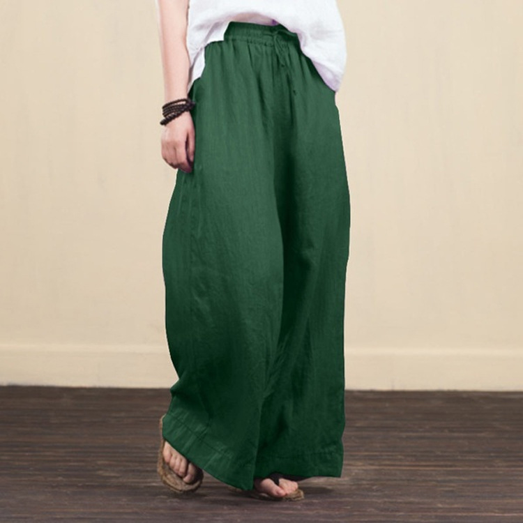 Title 5, Cotton Linen Wide Legged Pants Women Loose Trou...