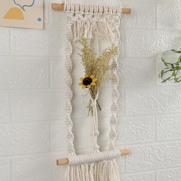 Woven Tapestry, Cotton Rope, Wall Hanging And Dried Flower Decoration