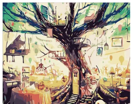 Abstract Tree House DIY Digital Painting Kit 40X50Cm - Shop at LoveMi