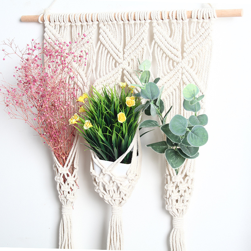 Woven Tapestry Bohemian Dried Flower Pot Rack — foto 5